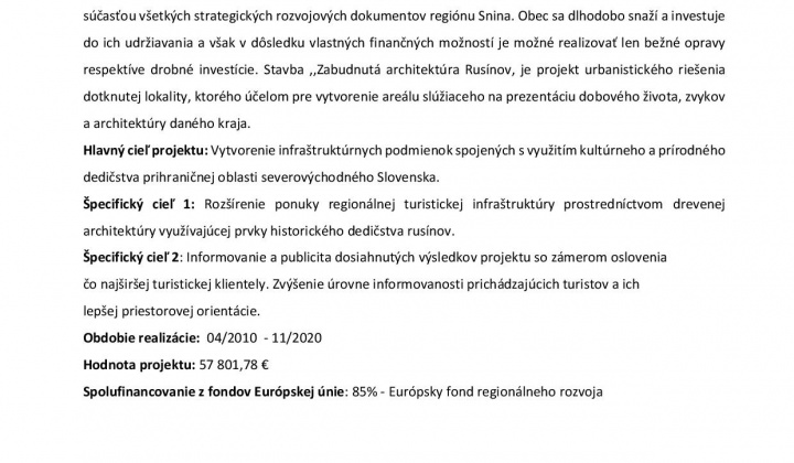1. fotografia fotogalérie Projekty / Zabudnutá architektúra Rusínov - foto