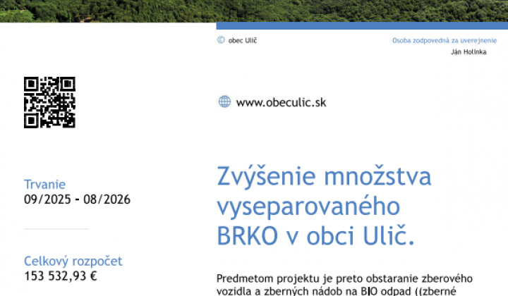 1. fotografia fotogalérie Úradná tabuľa / Zvýšenie množstva vyseparovaného BRKO v obci Ulič - foto