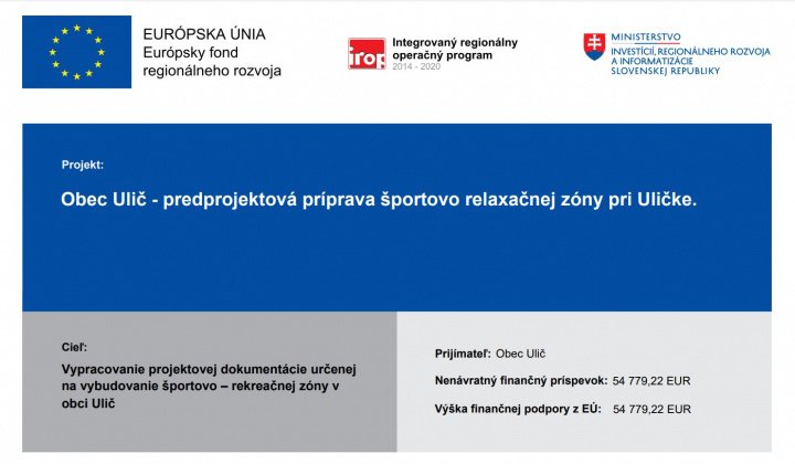 1. fotografia fotogalérie Úradná tabuľa / Obec Ulič - predprojektová príprava športovo relaxačnej zóny pri Uličke - foto