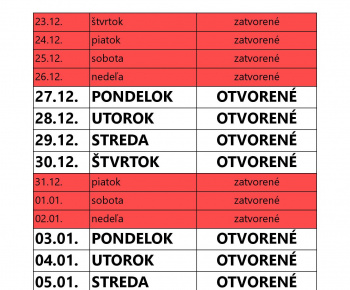 Úradná tabuľa / Otváracie hodiny lekárne v Uliči - foto