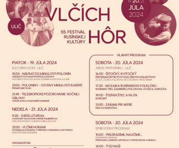 Aktuality / OZVENY VLČÍCH HÔR - 55. ročník festivalu rusínskej kultúry v Uliči sa uskutočnia 19.-21.7.2024 - foto