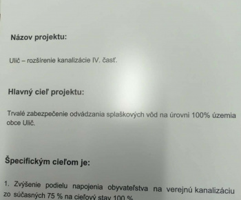 Projekty a granty / Ulič - rozšírenie kanalizácie IV. časť - foto