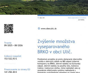 Úradná tabuľa / Zvýšenie množstva vyseparovaného BRKO v obci Ulič - foto